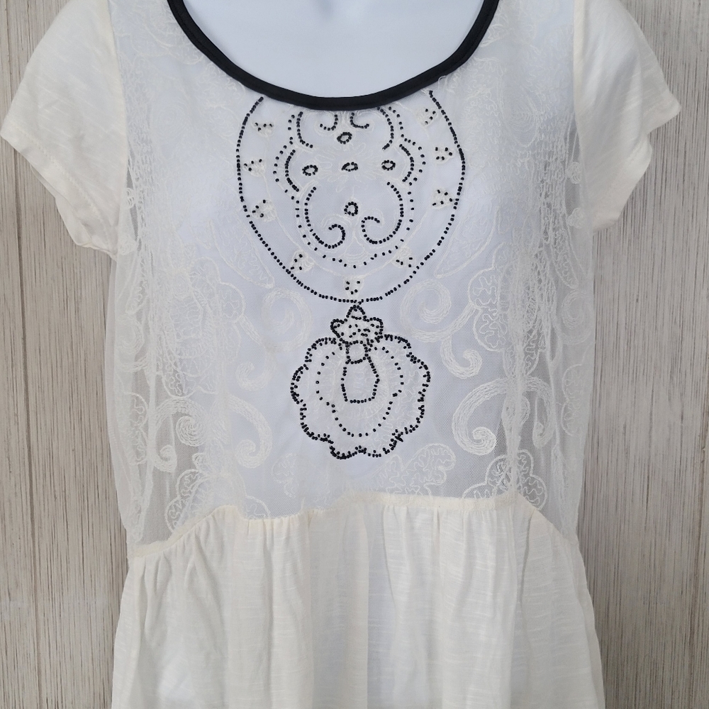 American Eagle See-through Beaded Blouse